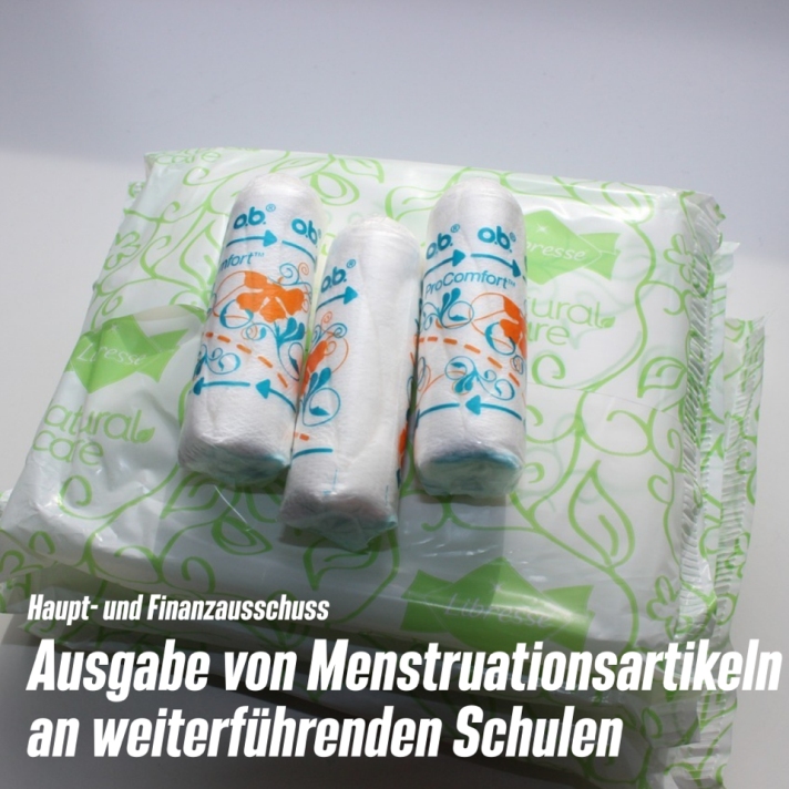 Sharepic zur Ausgabe von Menstruationsartikeln